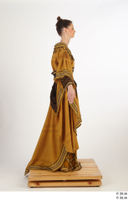  Photos Woman in Historical Dress 12 15th century Medieval Clothing a poses brown dress 0007.jpg